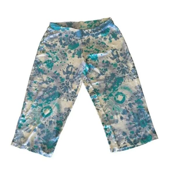 Victoria’s Secret Blue Turquoise  Tie Dye Pull On Elastic Waist Capri XS  #2179 - Picture 1 of 10